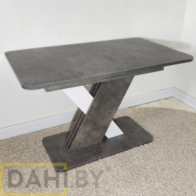 Кухонный раздвижной стол на центральной опоре Крокус / 120(160)х75 см / Камень тёмный