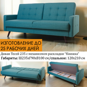 Диван - книжка Тесей 235 / пружина змейка / выбор обивки