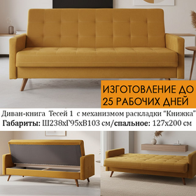 Диван - книжка Тесей 212 модель 1 / пружина змейка / выбор обивки