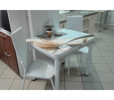 Стол раскладной обеденный стеклянный с фотопечатью ПРФ РШ (80х60 или 90х70 см в сложенном виде)