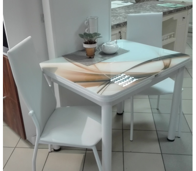 Стол раскладной обеденный стеклянный с фотопечатью ПРФ РШ (80х60 или 90х70 см в сложенном виде)