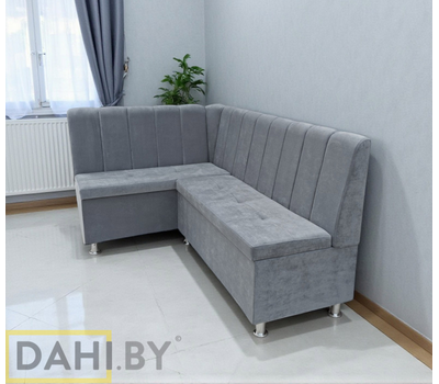 В НАЛИЧИИ! Кухонный уголок Марсель (угол "Г" правый) / велюр бежевый Аура 4 (высокая износостойкость, пропитка от жидкостей, антивандальный)