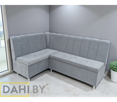 В НАЛИЧИИ! Кухонный уголок Марсель (угол "Г" правый) / велюр бежевый Аура 4 (высокая износостойкость, пропитка от жидкостей, антивандальный)