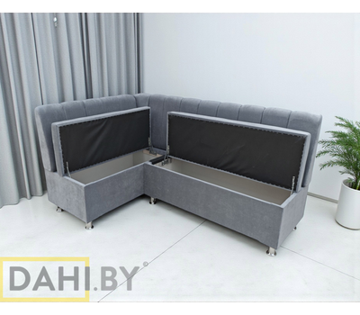 В НАЛИЧИИ! Кухонный уголок Марсель (угол "Г" правый) / велюр бежевый Аура 4 (высокая износостойкость, пропитка от жидкостей, антивандальный)