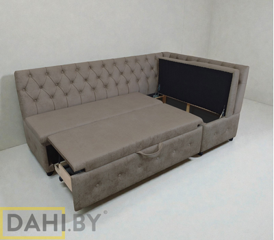 В НАЛИЧИИ! Кухонный уголок со спальным местом Плаза СП / 200х120 см / угол "Г" / велюр Брабус Хилтон 06 (серо-коричневый)