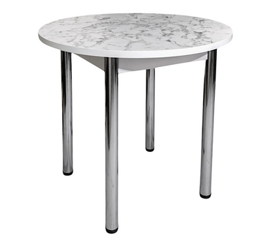 Стол кухонный круглый нераздвижной 025/026/027 ПОСТФОРМИНГ 25 мм на ХРОМИРОВННЫХ опорах (ВЫБОР ЦВЕТА, диаметр 80, 90 или 100 см)