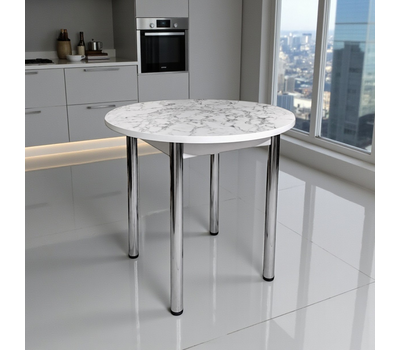 Стол кухонный круглый нераздвижной 025/026/027 ПОСТФОРМИНГ 25 мм на ХРОМИРОВННЫХ опорах (ВЫБОР ЦВЕТА, диаметр 80, 90 или 100 см)