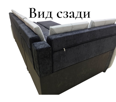 ПОД ЗАКАЗ! Кухонный уголок со спальным местом Оскар 6 СП / 110х200 см / угол "7" / Велюр Брабус 17 (чёрный / Брабус 26 (светло-серый)