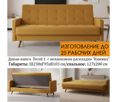 Диван - книжка Тесей 212 модель 1 / пружина змейка / выбор обивки