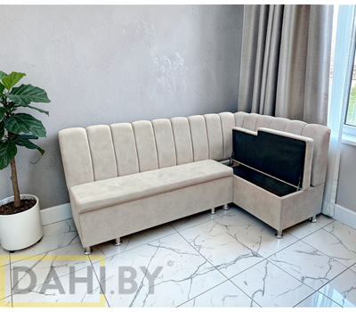 В НАЛИЧИИ! Кухонный уголок со спальным местом Марсель СП, 200х120 см / угол "Г", антивандальный велюр с пропиткой от жидкостей Сальвадор 02