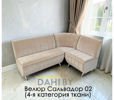 В НАЛИЧИИ! Кухонный уголок Оскар Полоса (угол "Г") / 120х170 см / Антивандальный велюр с защитой от жидкостей Сальвадор 02 беж