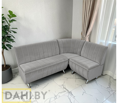 В НАЛИЧИИ! Кухонный уголок Оскар Полоса (угол "Г") / 120х170 см / Антивандальный велюр с защитой от жидкостей Сальвадор 14 серый