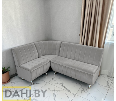 В НАЛИЧИИ! Кухонный уголок Оскар Полоса (угол "7") / 120х170 см / Антивандальный велюр с защитой от жидкостей Сальвадор 14 Серый